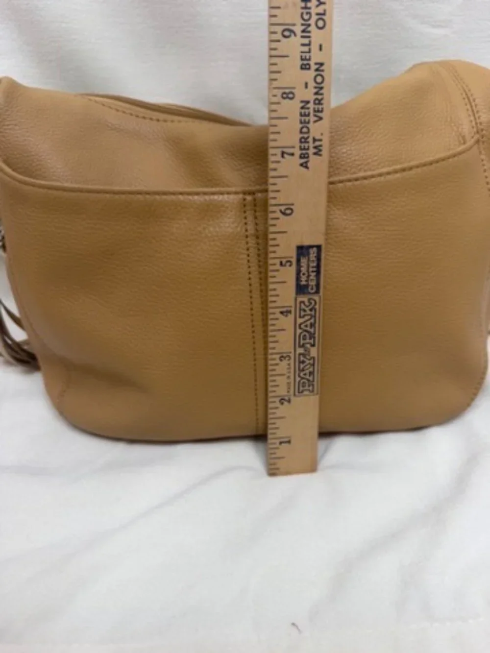 Brighton Barbados Tan Pebbled Leather Braided Shoulder Hobo Bag Tassel F145037